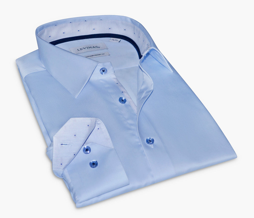 Martin Button-Up Shirt with Contrast Details in Blue | Contemporary Fit (Regular)