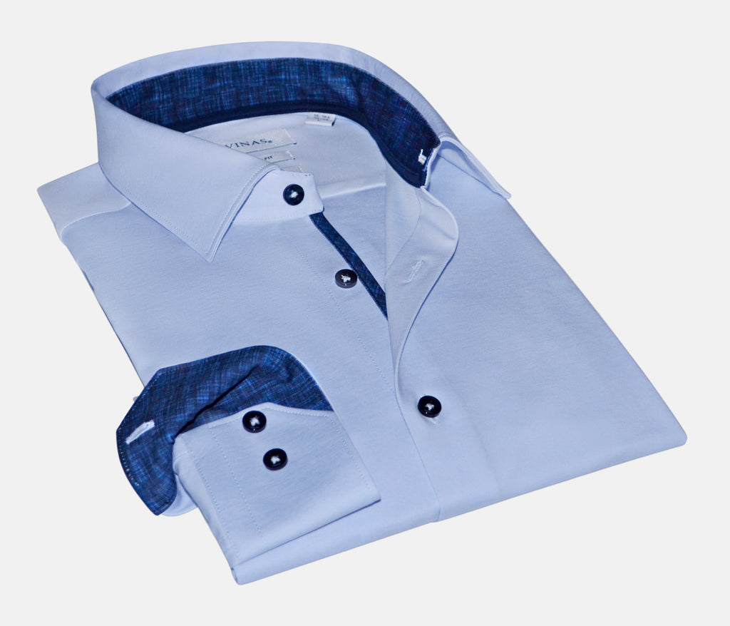 Ralph Cotton Knit-Stretch Button-Up Shirt with Contrast Details | Tailored Fit