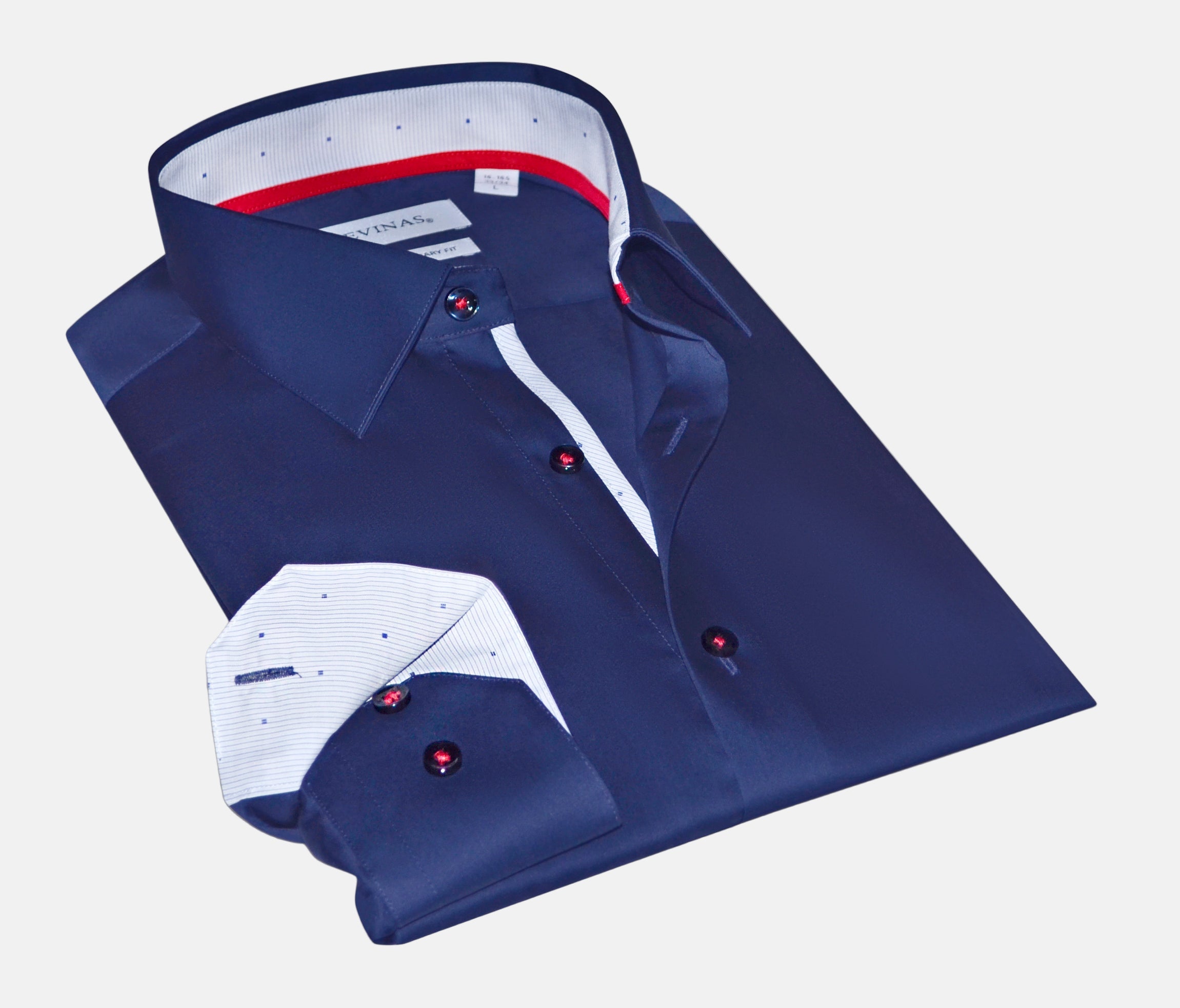 Alexander Button-Up Shirt with Contrast Details Navy | Regular Fit