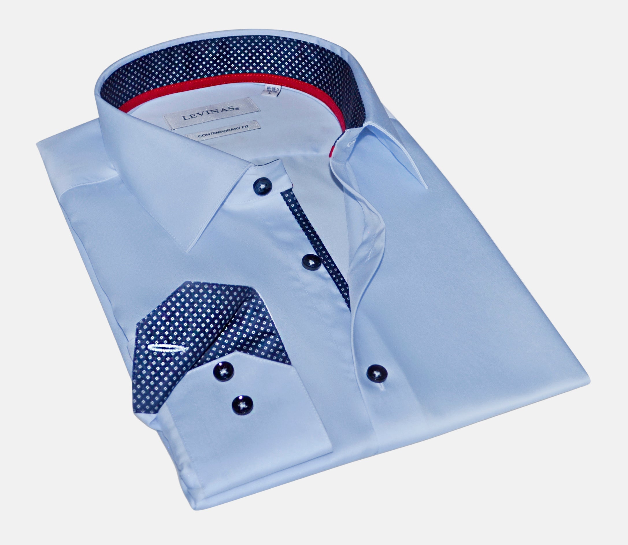 Matthew Button-Up Shirt with Contrast Details Blue | Contemporary Fit (Regular)