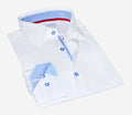 Scott Cotton Knit-Stretch Button-Up Shirt with Contrast Details in White | Tailored Fit (Fitted)