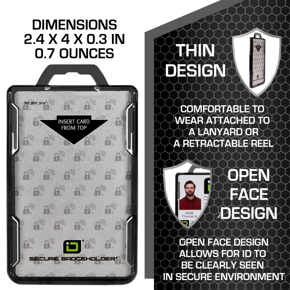 Secure Badge Holder Duolite ® Vertical 2 ID Card Holder Retractable Reel and Lanyard Bundle