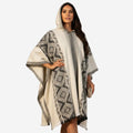 Black Grey Diamonds Alpaca Poncho
