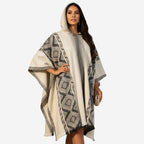 Black Grey Diamonds Alpaca Poncho