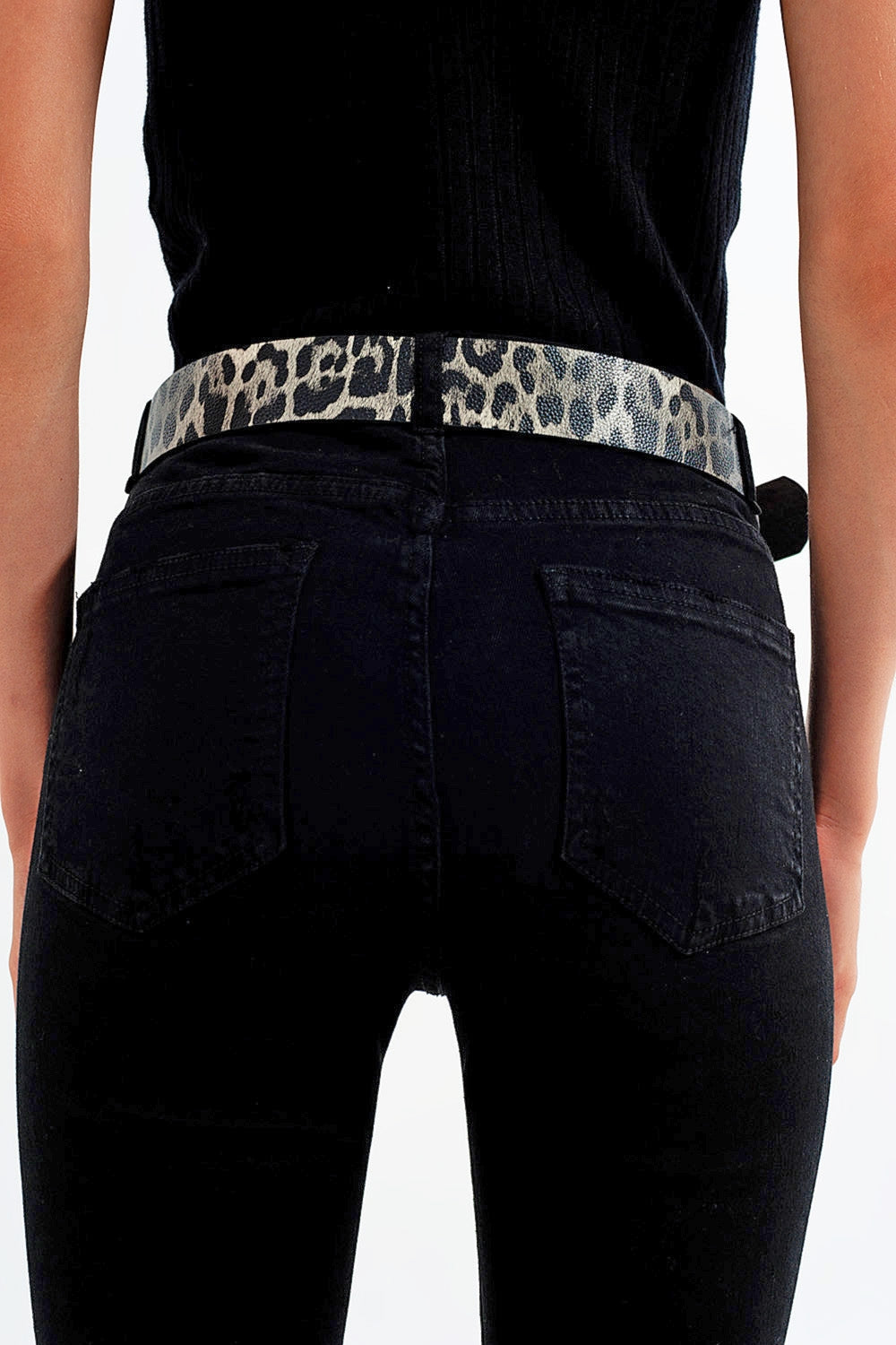 Black Jagged Hem Skinny Stretch Jeans
