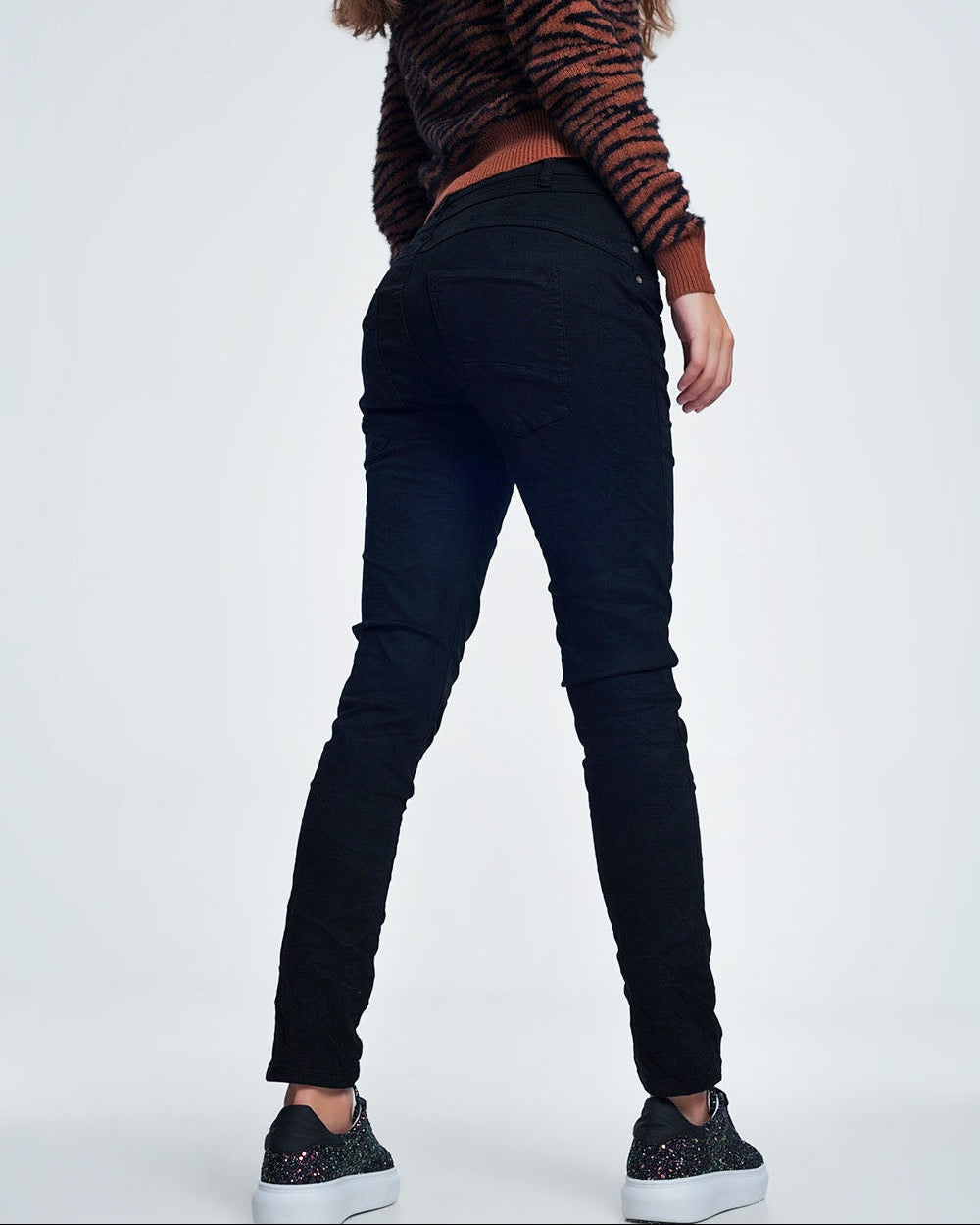Black Jeans with Button Closure