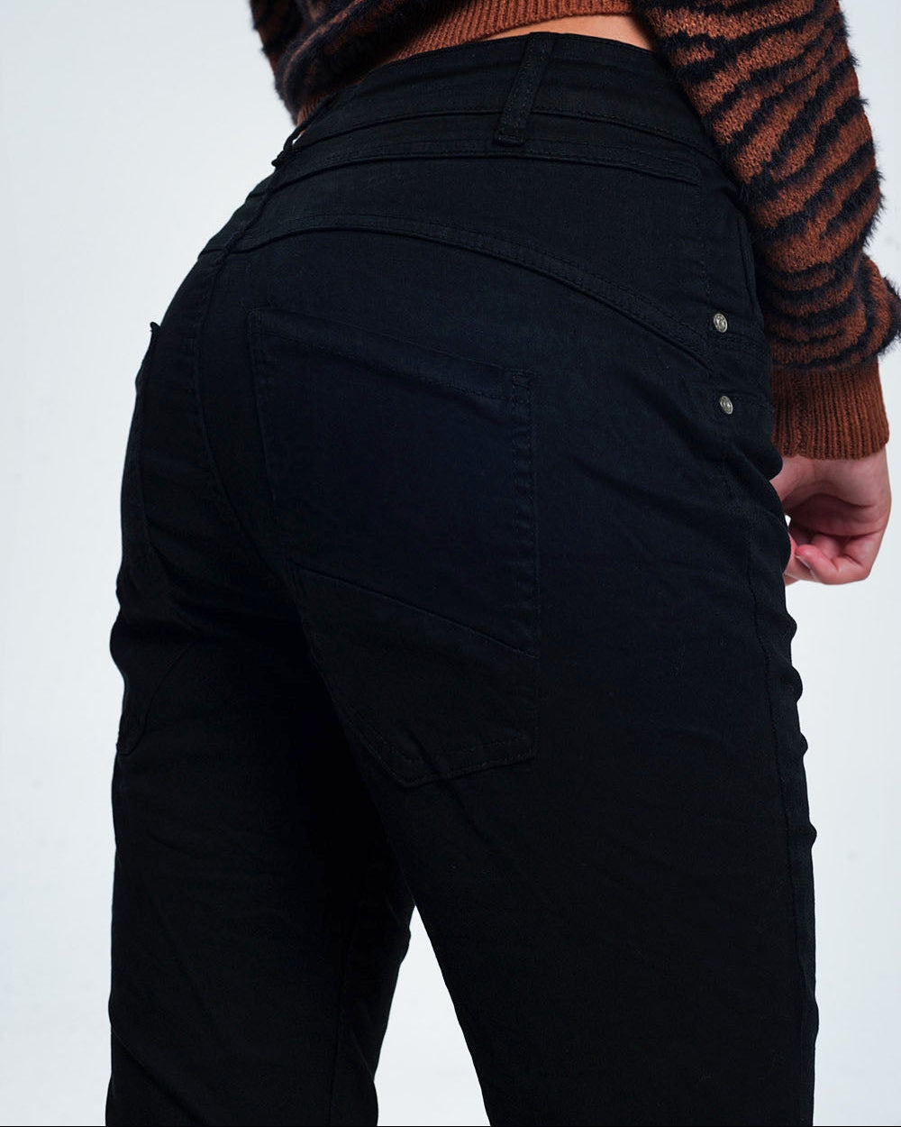 Black Jeans with Button Closure