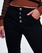 Black Jeans with Button Closure