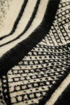 Black Knitted Scarf with Geometric Print
