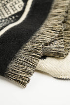 Black Knitted Scarf with Geometric Print