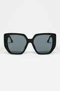 Black Pin-Up Style Sunglasses with Geometric Design and Cat Eyes