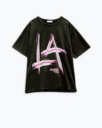 Black Relaxed T-Shirt Printed LA Los Angeles Logo