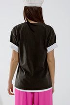 Black Relaxed T-Shirt Printed LA Los Angeles Logo