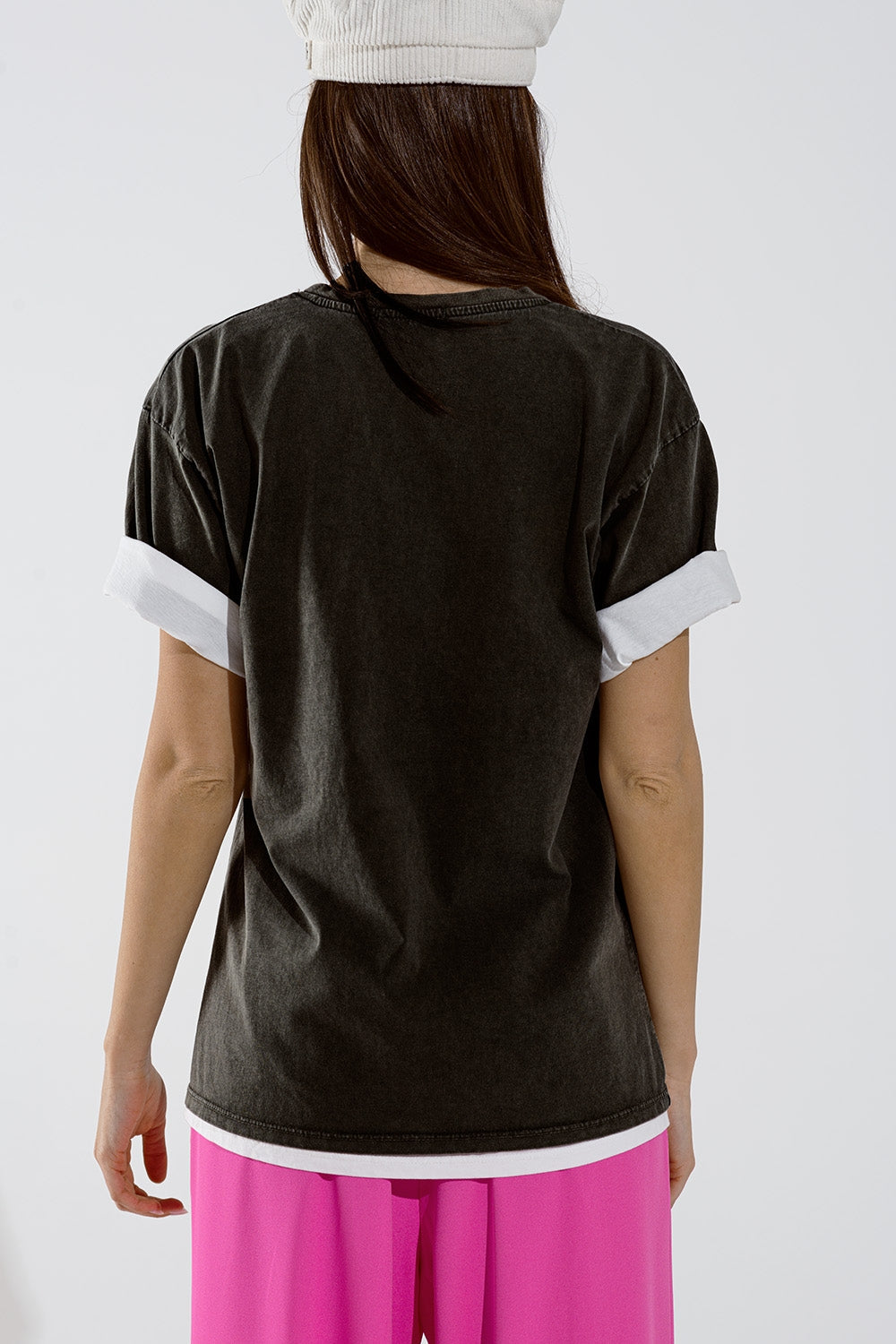 Black Relaxed T-Shirt Printed LA Los Angeles Logo