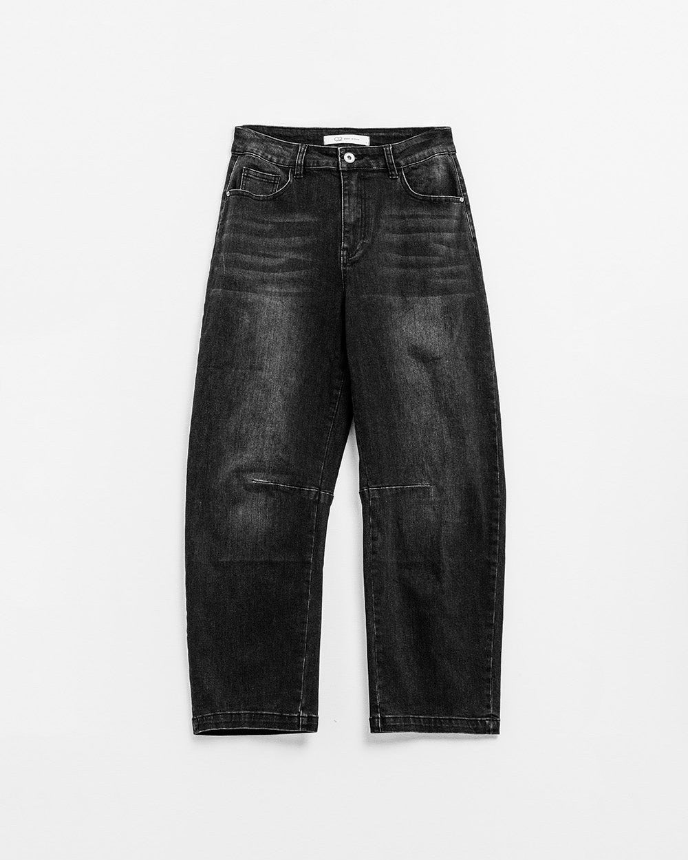 Black Straight Jeans with Seam Detail