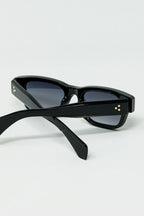 Black Sunglasses with Oval Frame and Gold Detail