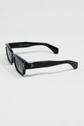 Black Sunglasses with Oval Frame and Gold Detail