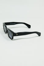 Black Sunglasses with Oval Frame and Gold Detail