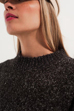 Black Sweater with Round Collar