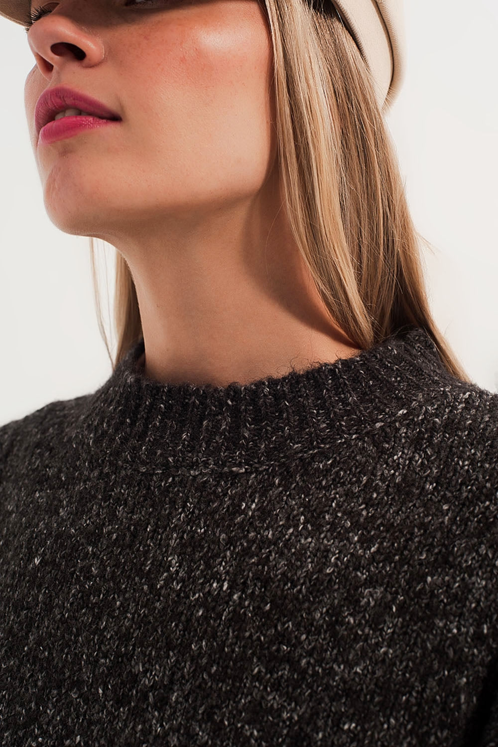 Black Sweater with Round Collar