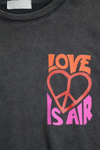 Black T-Shirt with Love Is Air and Heart with Peace Logo