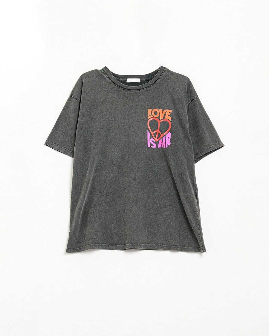 Black T-Shirt with Love Is Air and Heart with Peace Logo