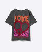 Black T-Shirt with Love Is Air and Heart with Peace Logo