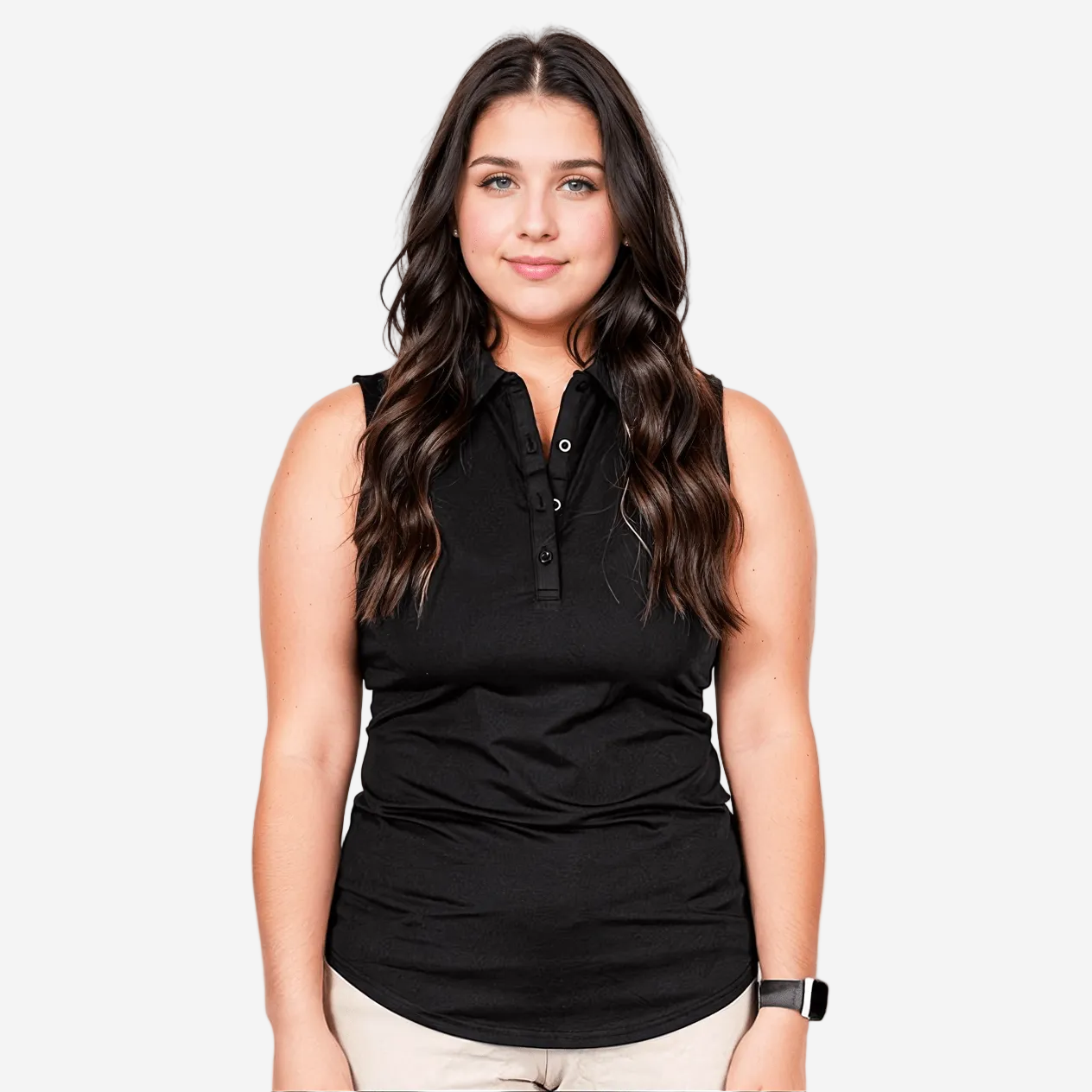 Black Women's Sleeveless Polo