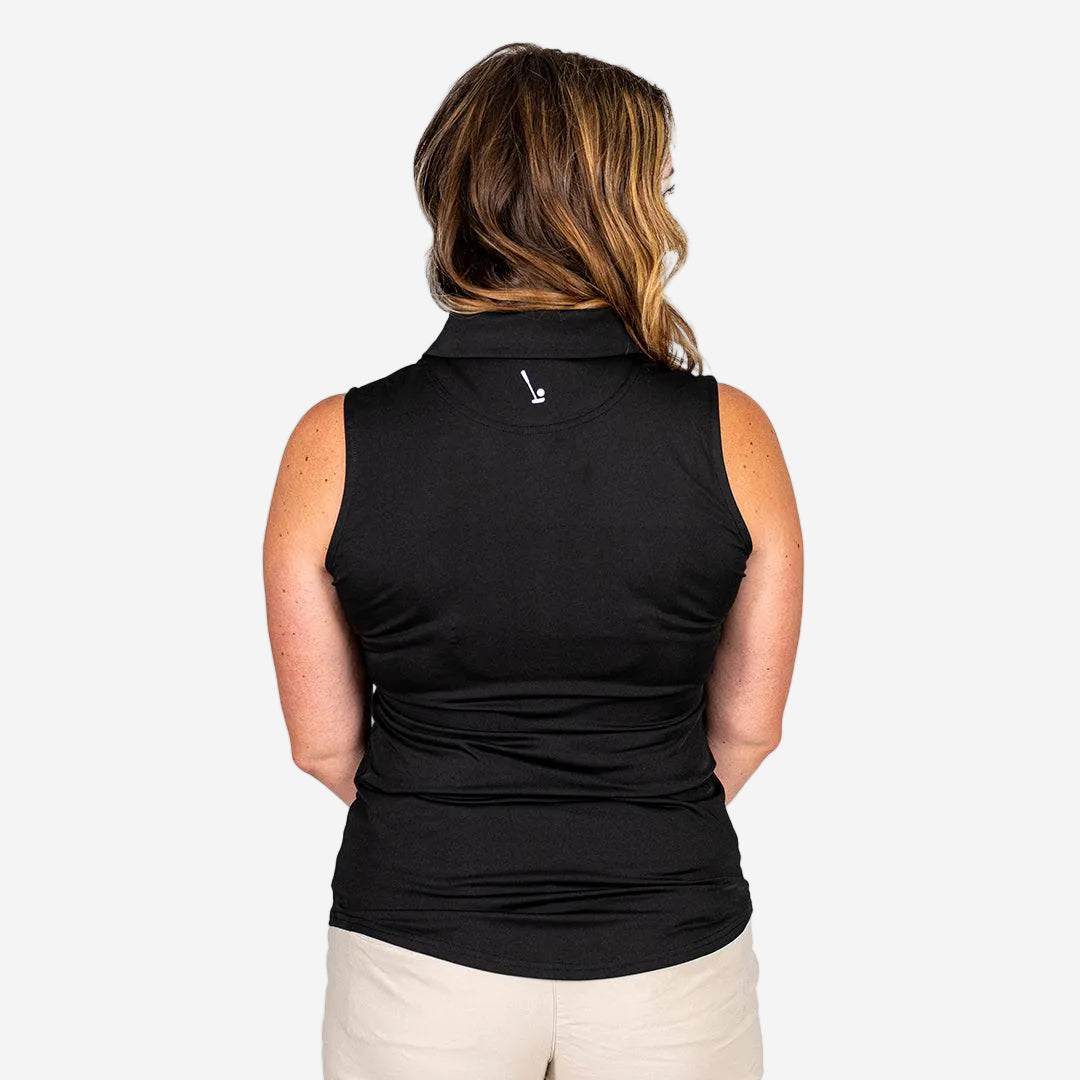 Black Women's Sleeveless Polo