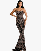 Black Embellished Sequin Gown