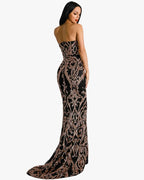 Black Embellished Sequin Gown