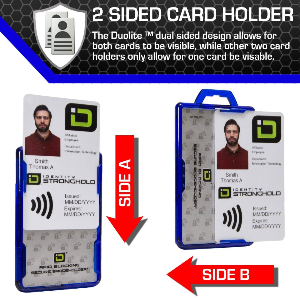 Secure Badge Holder Duolite ® Vertical 2 ID Card Holder Retractable Reel and Lanyard Bundle