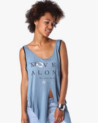 Blue Logo Tank Top with Center Split