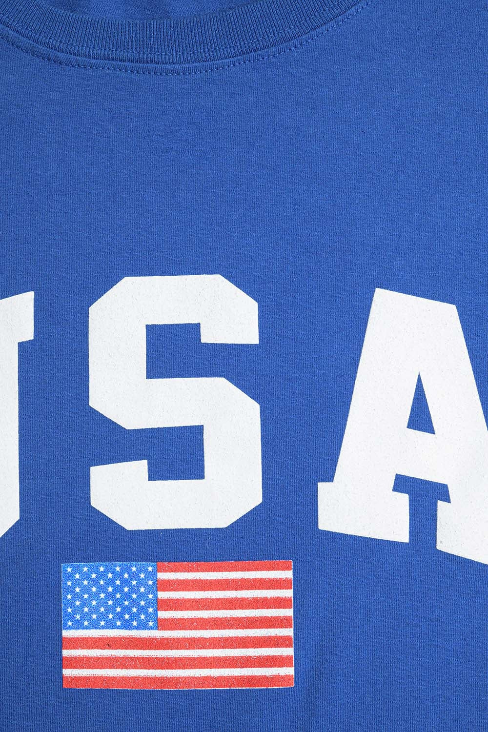 Blue Loose Long T-Shirt with USA Logo