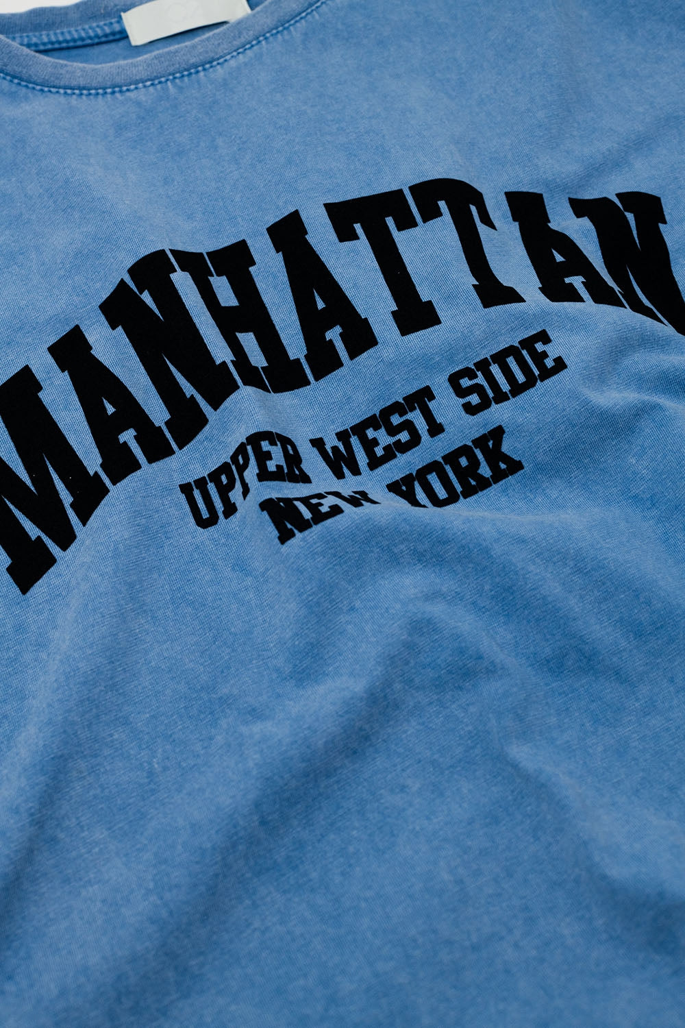 Blue Relaxed T-Shirt with Manhattan Text