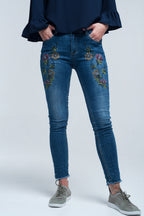 Blue Skinny Jean with Embroideries
