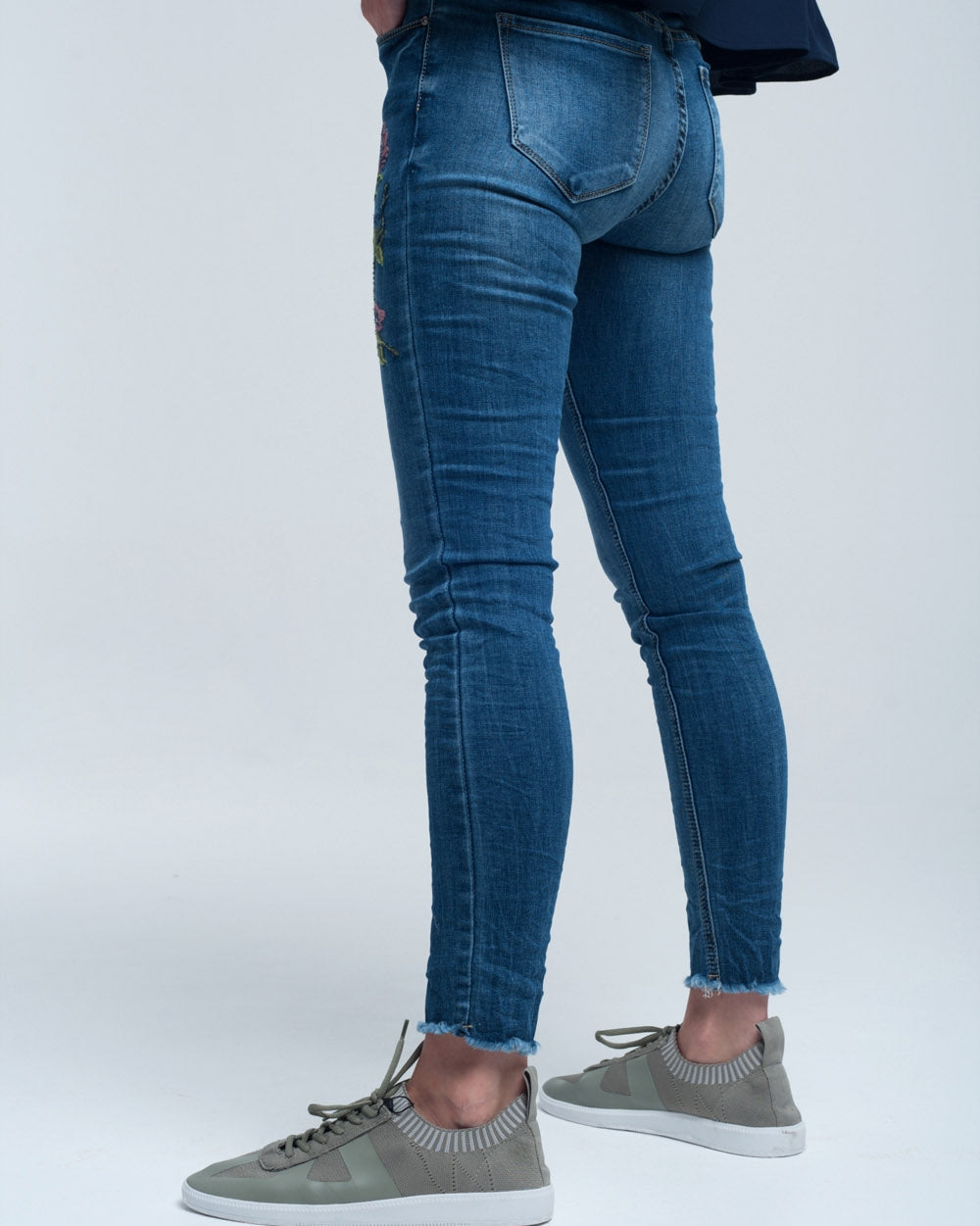 Blue Skinny Jean with Embroideries