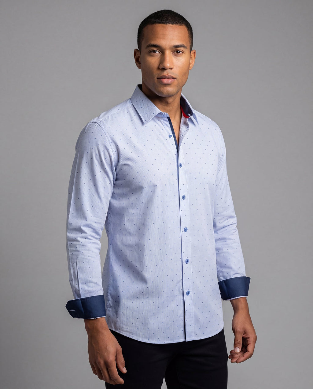 Jordan Button-Up Shirt with Contrast Details Navy Stripe | Contemporary Fit (Regular)
