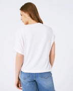 Boat Neckline Relaxed Fit T-Shirt Fluor Good Vibe Logo