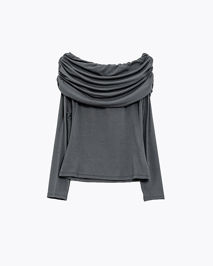 Bodycon Off Shoulder Top in Grey