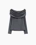 Bodycon Off Shoulder Top in Grey