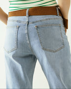 Boyfriend Light Blue Jeans with Stitching Details on the Edges