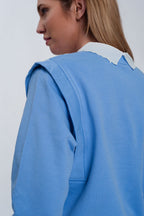 Boyfriend Sweatshirt with Shoulder Details in Blue
