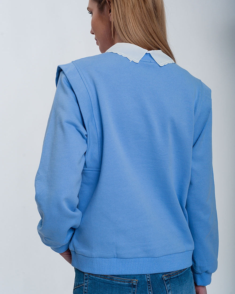 Boyfriend Sweatshirt with Shoulder Details in Blue