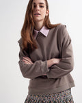 Boyfriend Sweatshirt with Shoulder Details in Gray