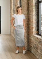 Bradi Side Zipper Athletic Midi Skirt