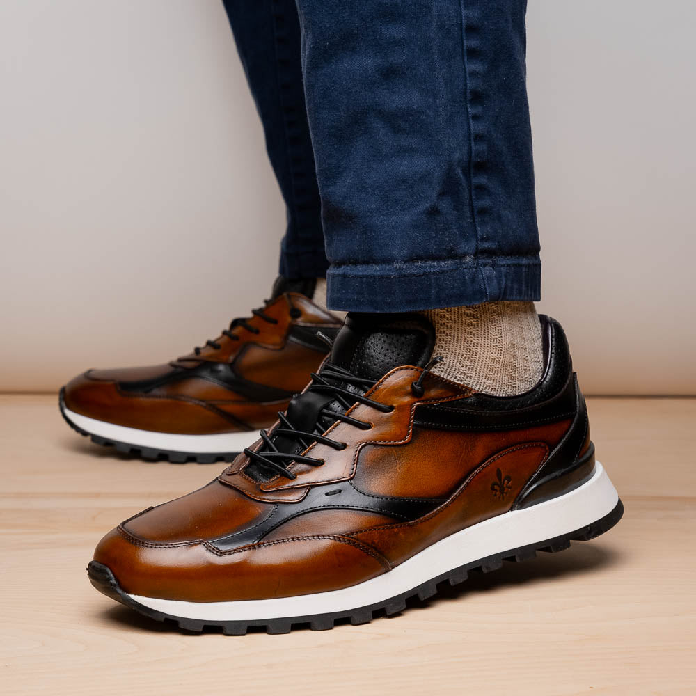 Bravo Hand Finished Trainer | Cognac/Black