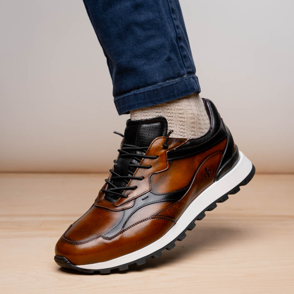Bravo Hand Finished Trainer | Cognac/Black
