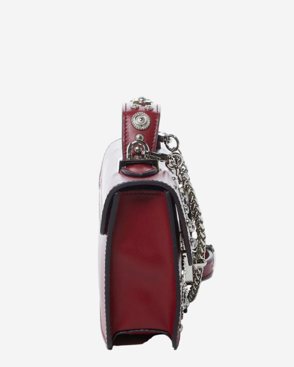 Studded Small Leather Crossbody Purse Bag | Burgundy