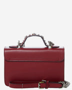 Studded Small Leather Crossbody Purse Bag | Burgundy
